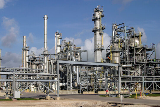 Bulk storage tanks at Rotterdam terminal, aerial view